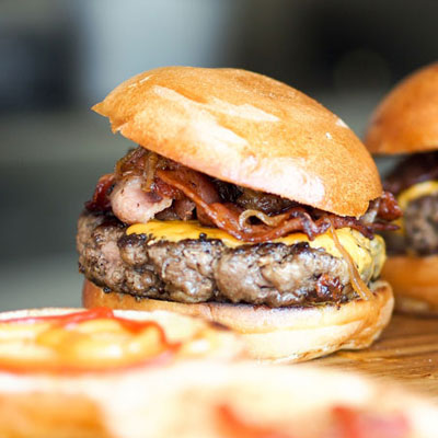 close-up of burger