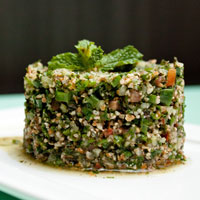 close-up of tabouleh